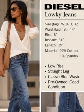 Diesel | Lowky Straight Leg Classic Blue Denim Jeans | Size 26
